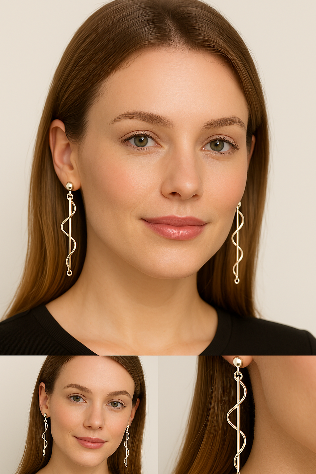 Sterling Silver Earring with Stick and Coiled Wire with Half Casq
