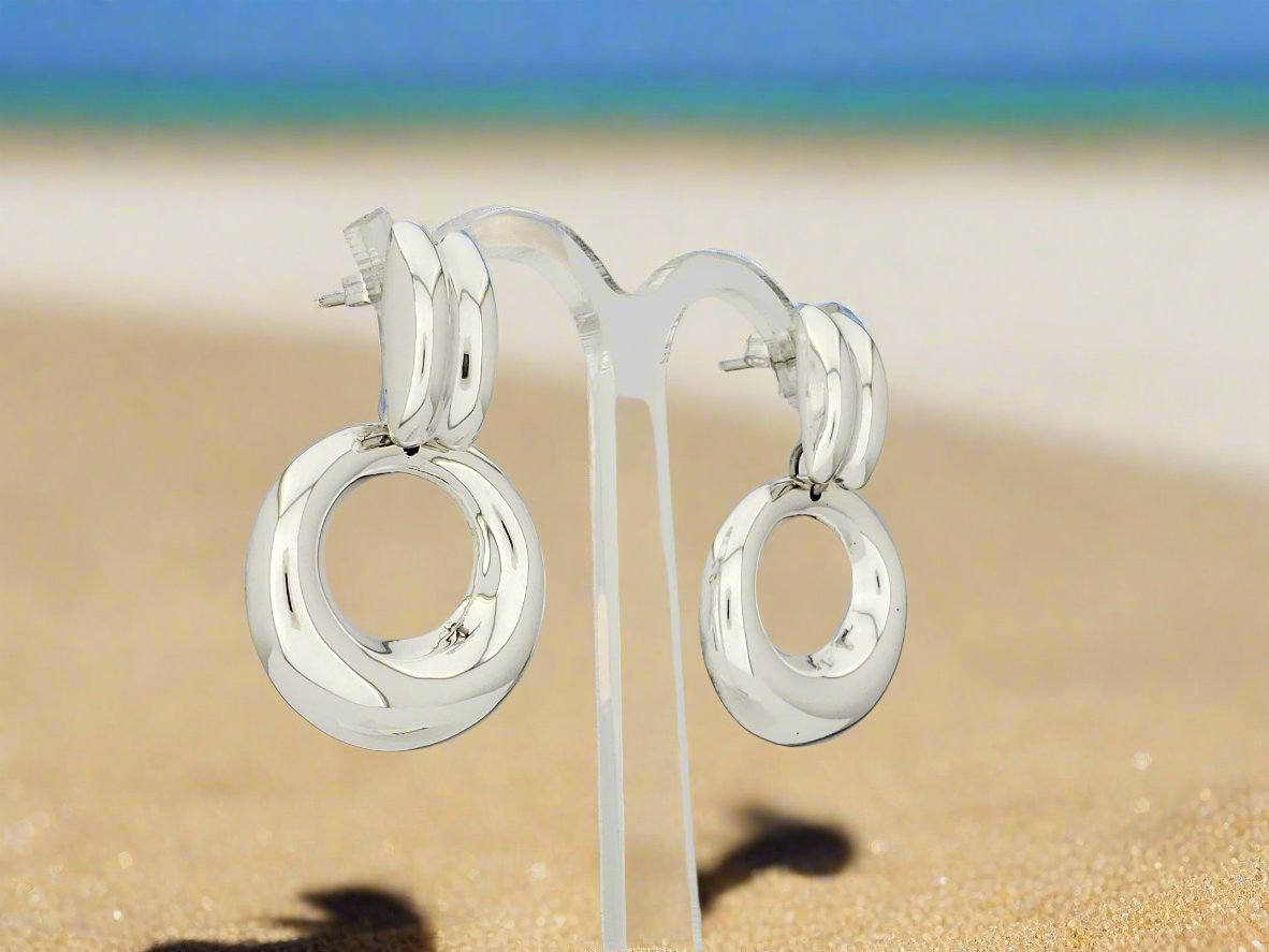 Sterling Silver Smooth Dona Earrings with Double Brightness