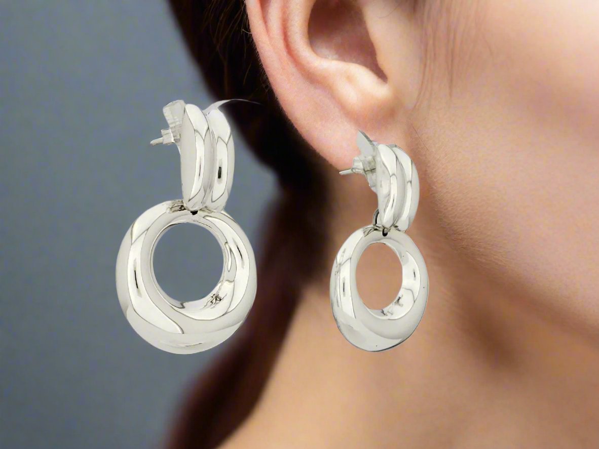 Sterling Silver Smooth Dona Earrings with Double Brightness