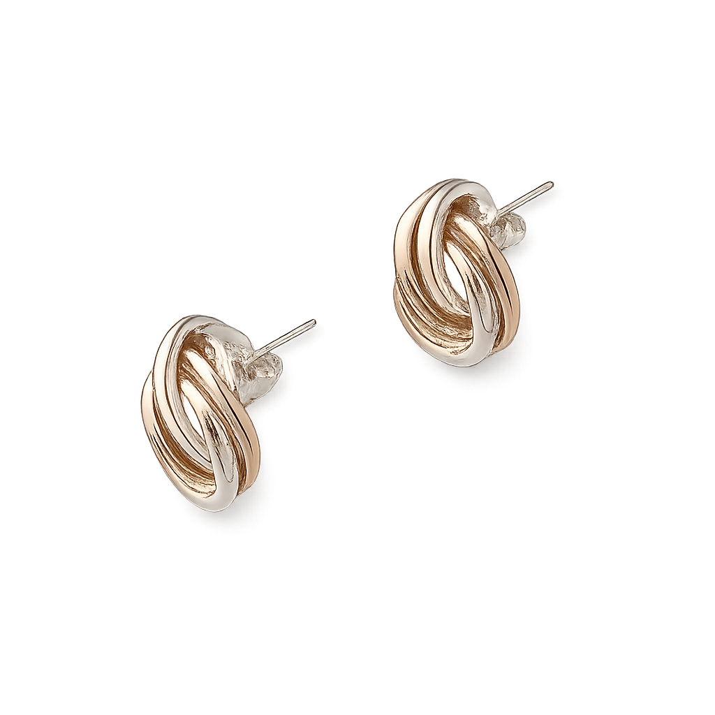 Sterling Silver Triple Intertwined Wire Earrings – Smooth Oval Design