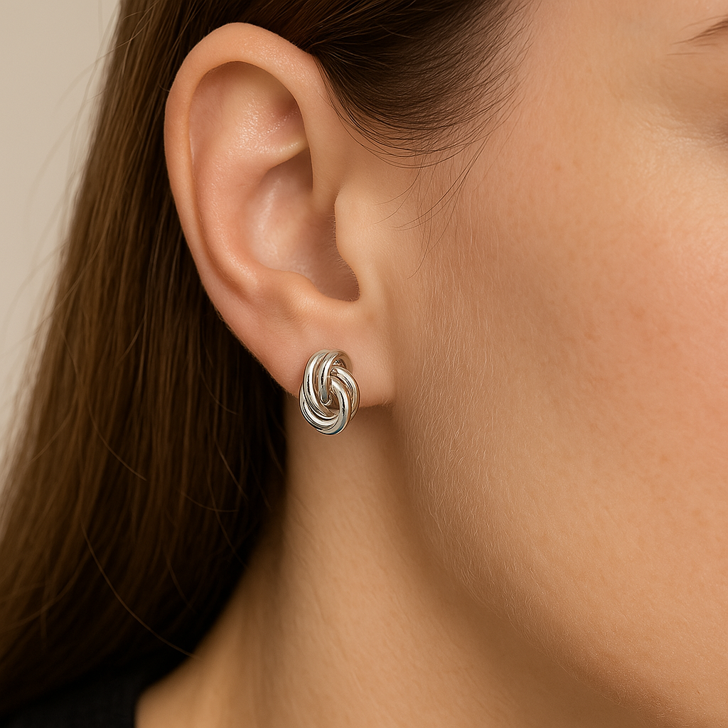 Sterling Silver Triple Intertwined Wire Earrings – Smooth Oval Design
