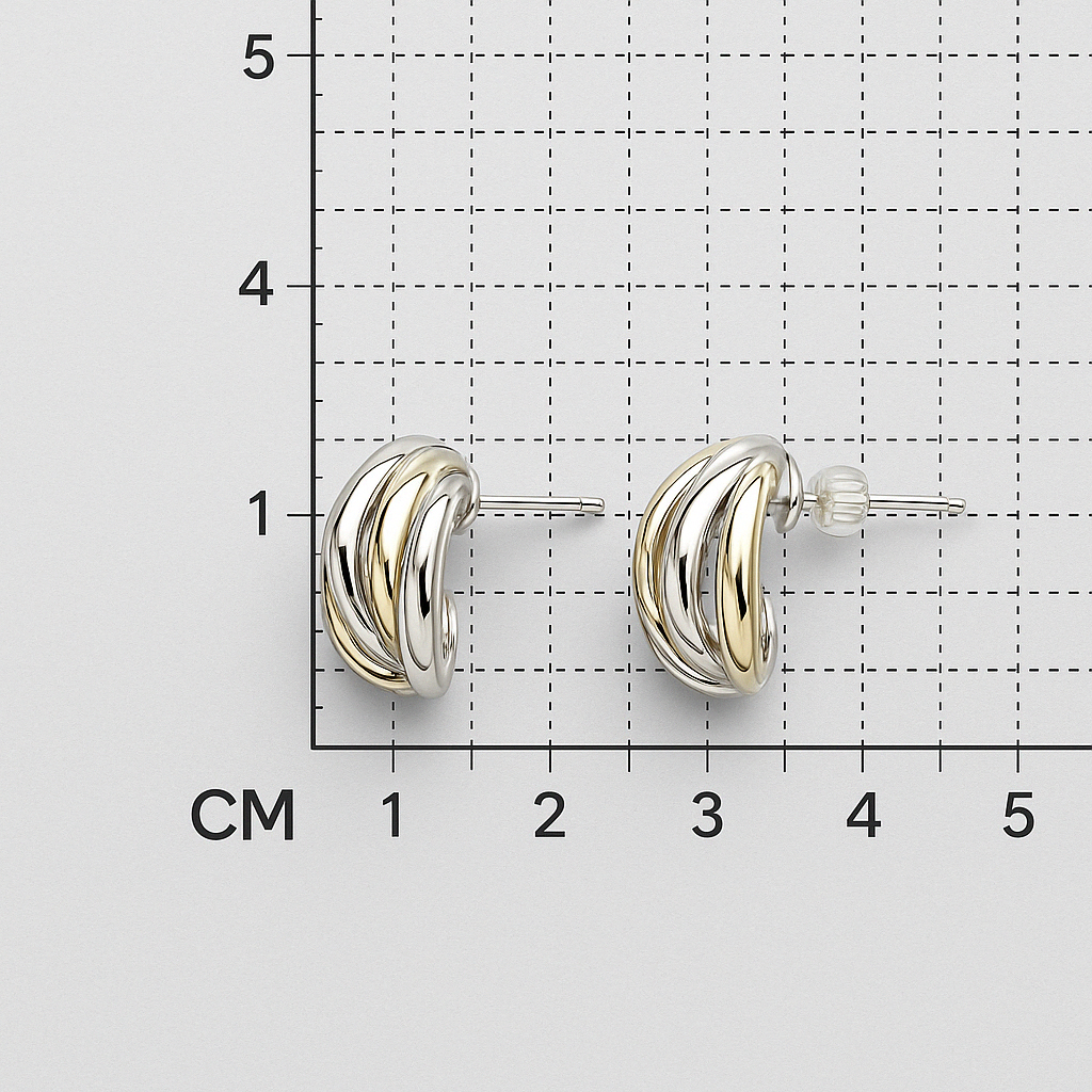 Two-Tone Earrings Sterling Silver and Tumbaga