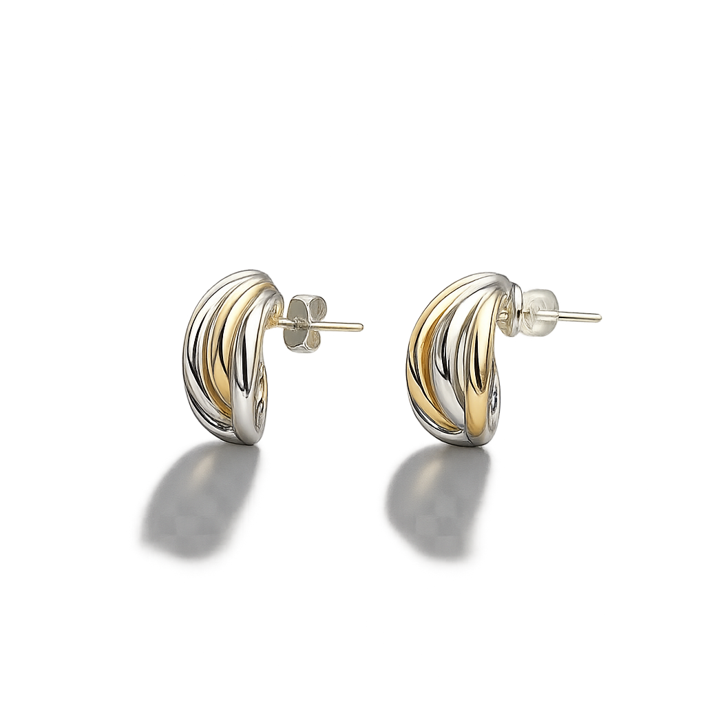 Two-Tone Earrings Sterling Silver and Tumbaga