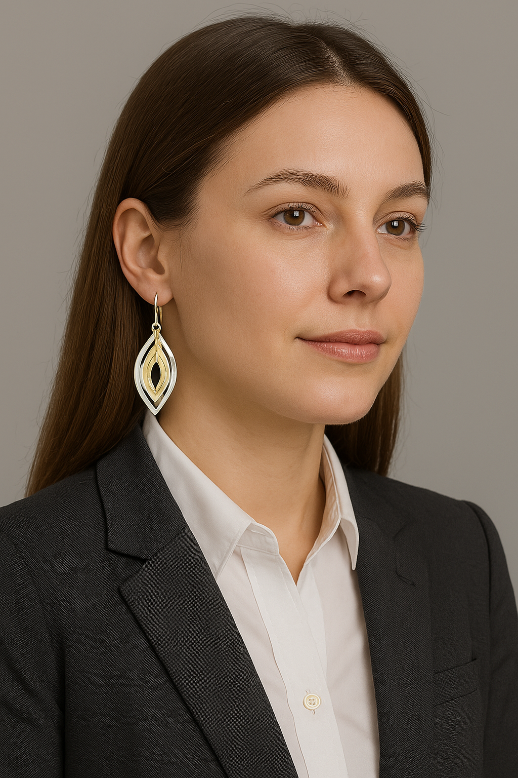 Sterling Silver Triple Movable Almond Earrings with Tumbaga - Two-Tone Design