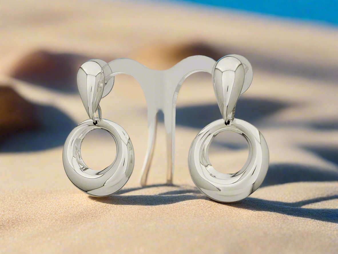 Sterling Silver Dona Earring with Die-Cut Drop