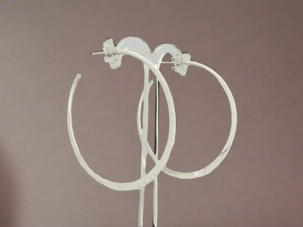 Medium Flat Hammered Sterling Silver Earrings