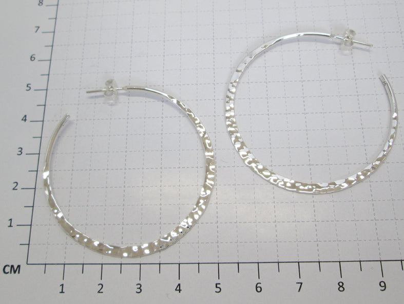 Medium Flat Hammered Sterling Silver Earrings
