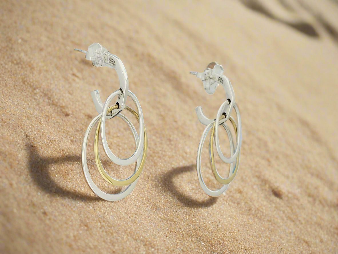 Two-Tone Earrings - Sterling Silver and Tumbaga