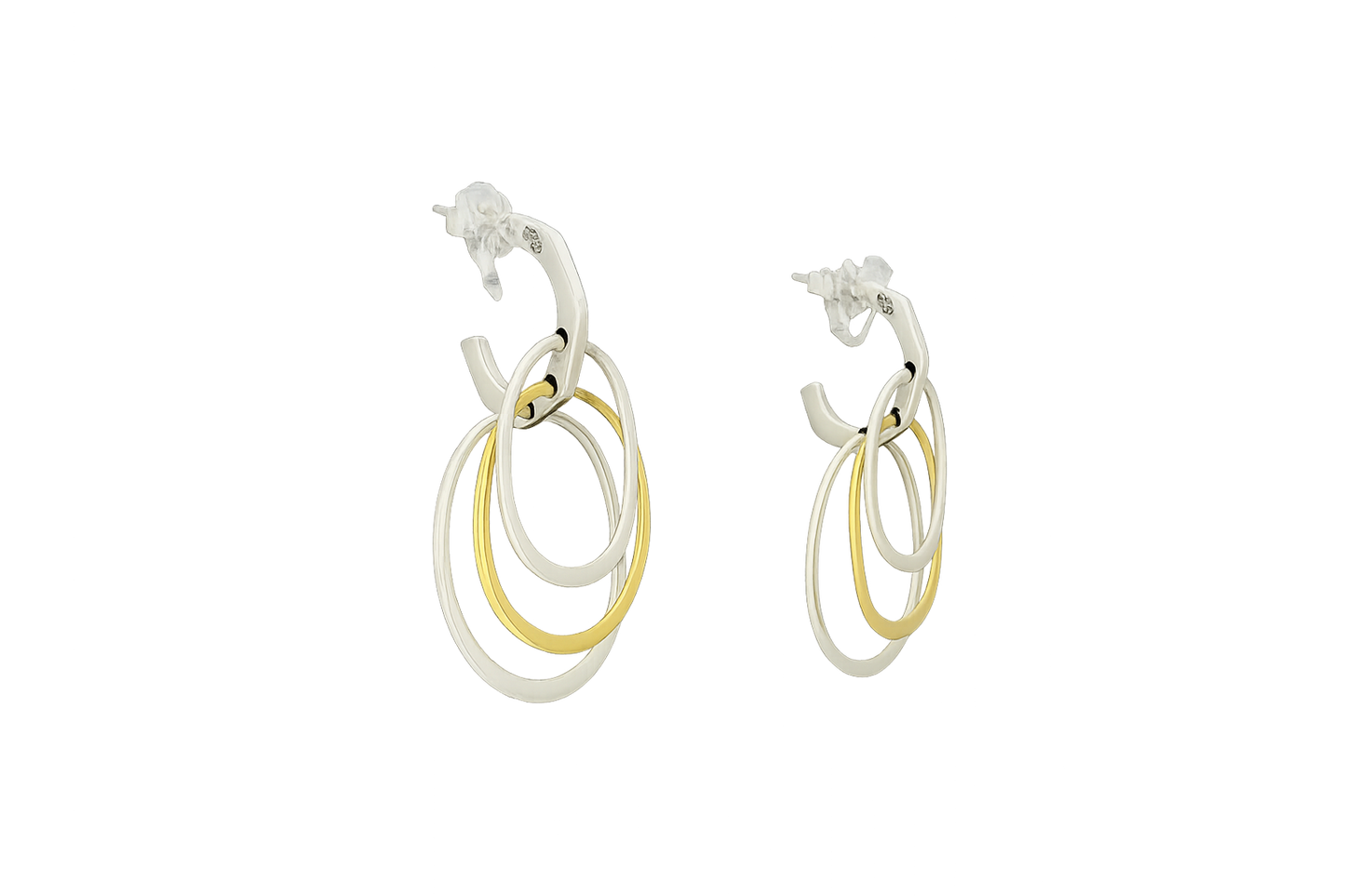 Two-Tone Earrings - Sterling Silver and Tumbaga