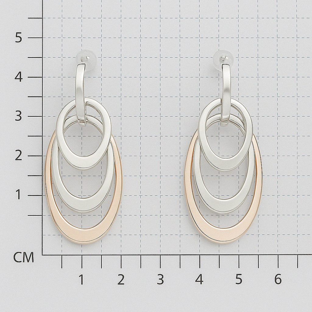 Sterling Silver Hammered Earring with Triple Ovalo