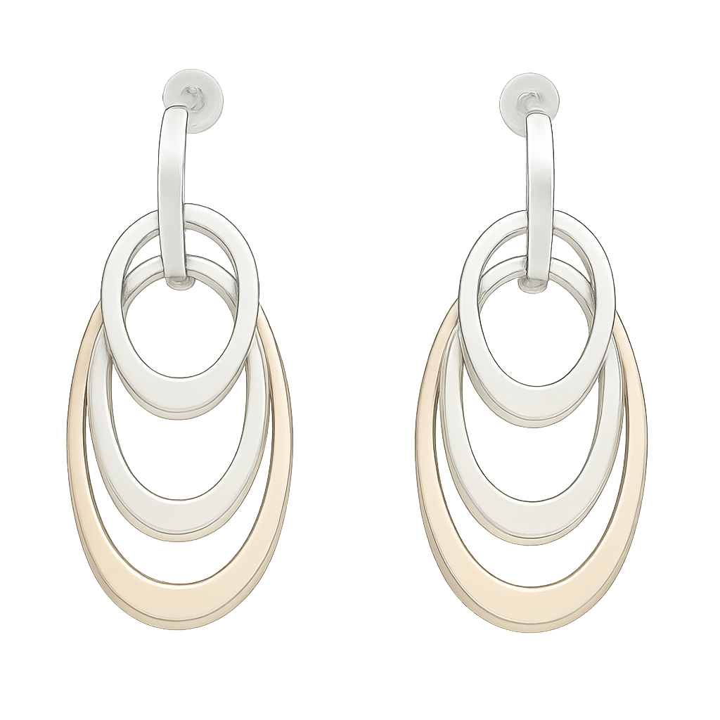 Sterling Silver Hammered Earring with Triple Ovalo