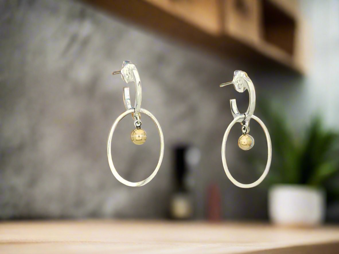 Sterling Silver Filed Arracadita with Ovalo and Movable Balls