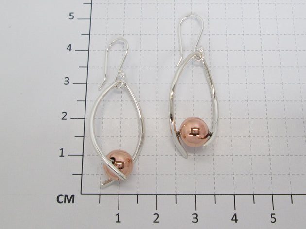 Sterling Silver Silhouette Earring with Copper Ball