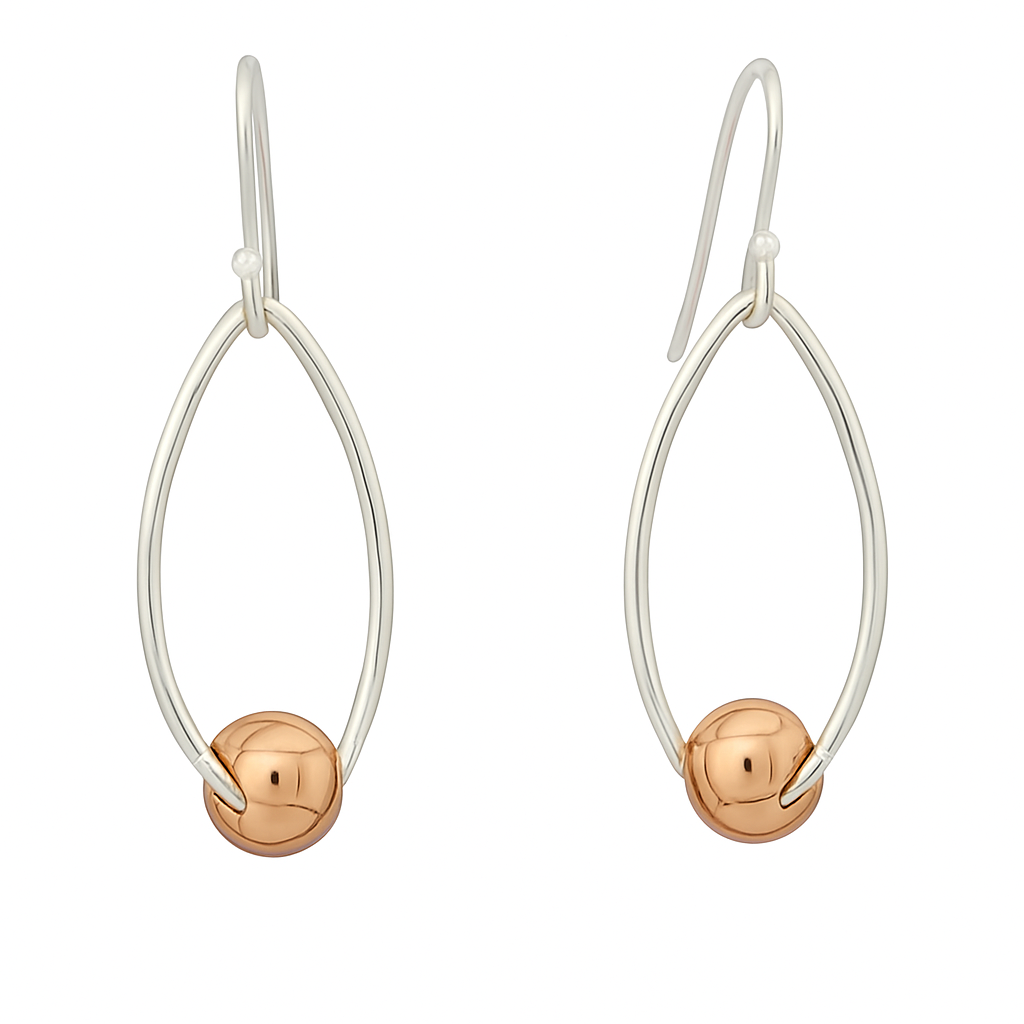 Sterling Silver Silhouette Earring with Copper Ball