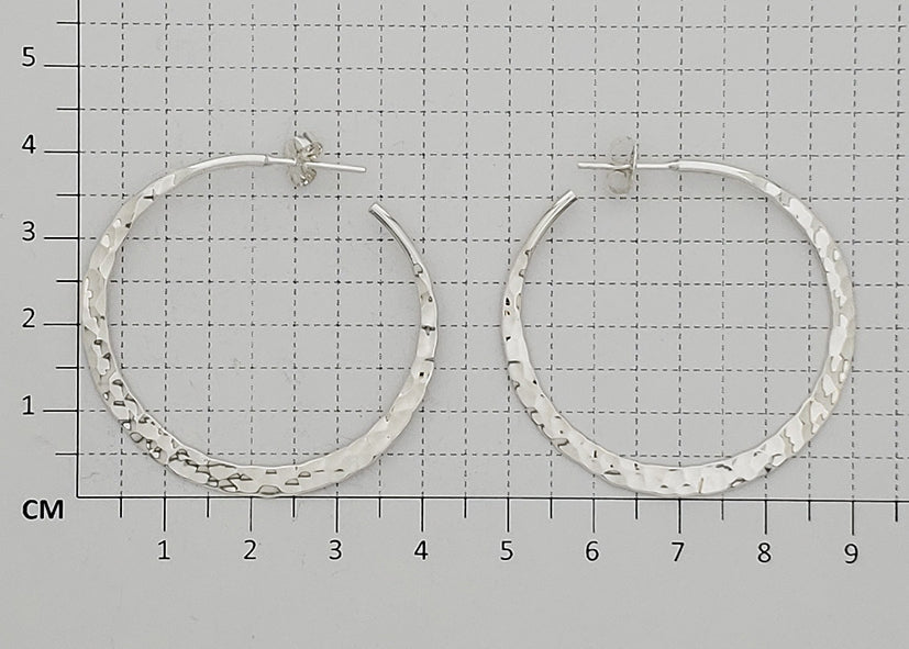 Sterling Silver Smedium Flat Hammered Earrings