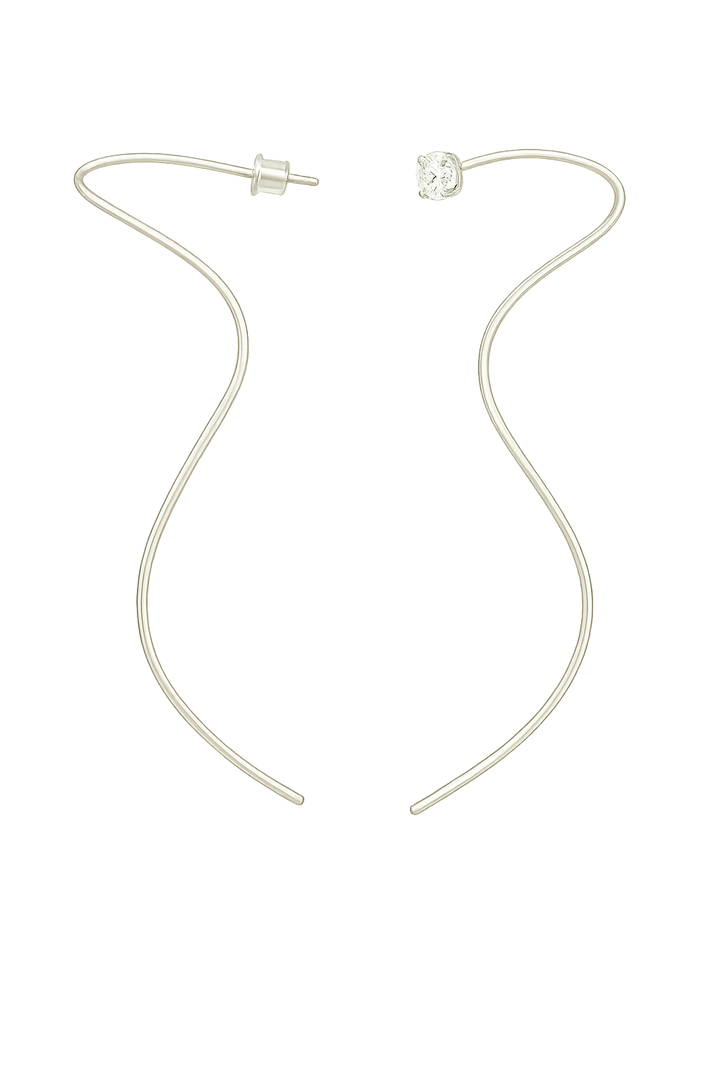 Sterling Silver Long Gloss Vibora Earrings