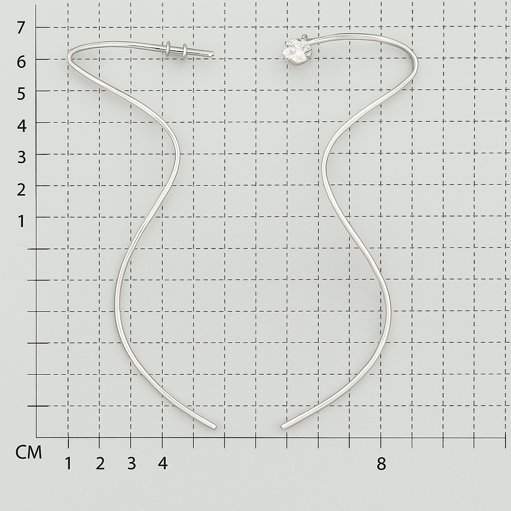 Sterling Silver Long Gloss Vibora Earrings