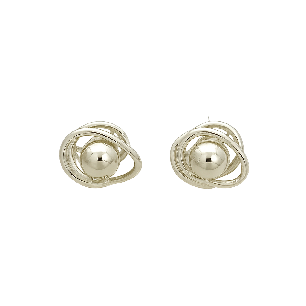Sterling Silver Interlaced Hoop Earrings with Center Cap