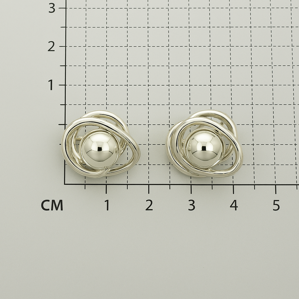 Sterling Silver Interlaced Hoop Earrings with Center Cap