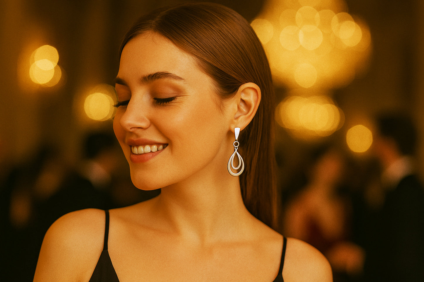 Sterling Silver Movable Double Circle Earrings with Smooth Triangle
