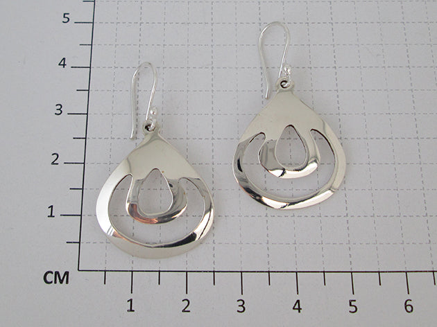 Sterling Silver Double Earring Inlaid Gloss Open Drops with Ring