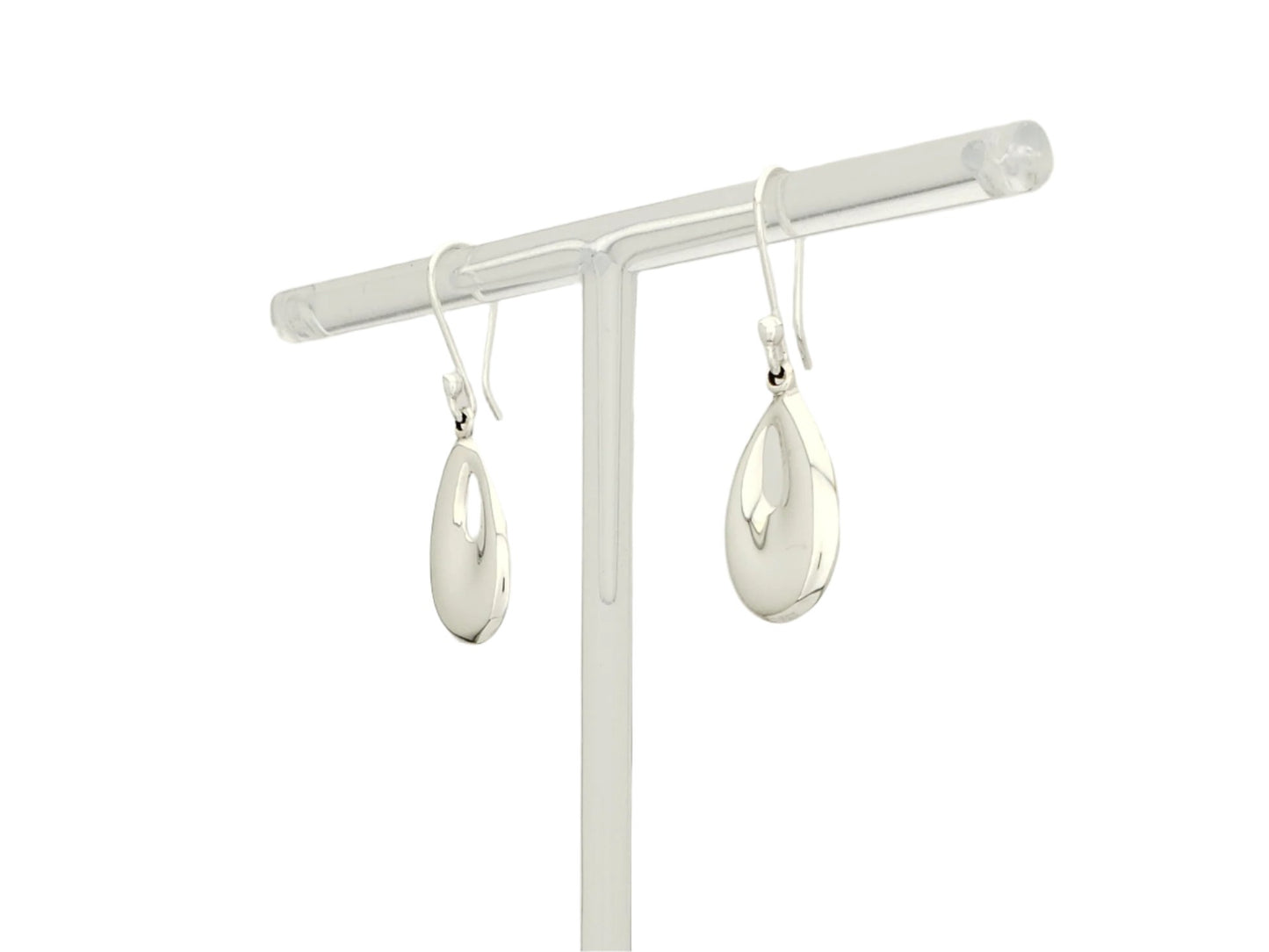 Sterling Silver Medium Smooth Drop Earrings with Hollow and Ring