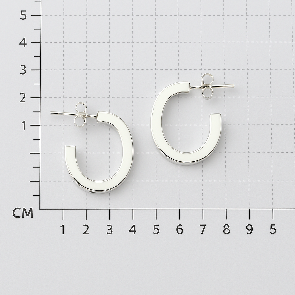 Sterling Silver Medium Smooth Cardboarded Oval Arracadite Earrings