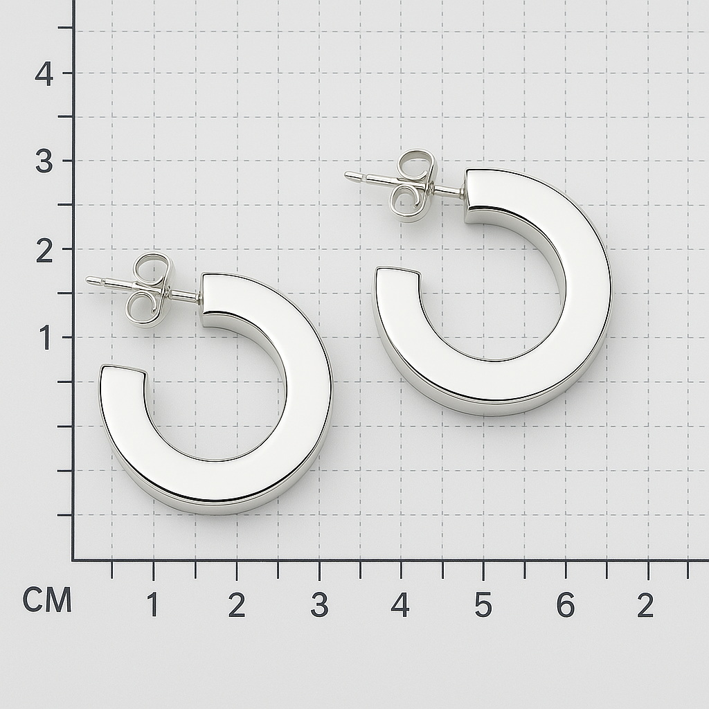 Sterling Silver Large Smooth Wide Earrings