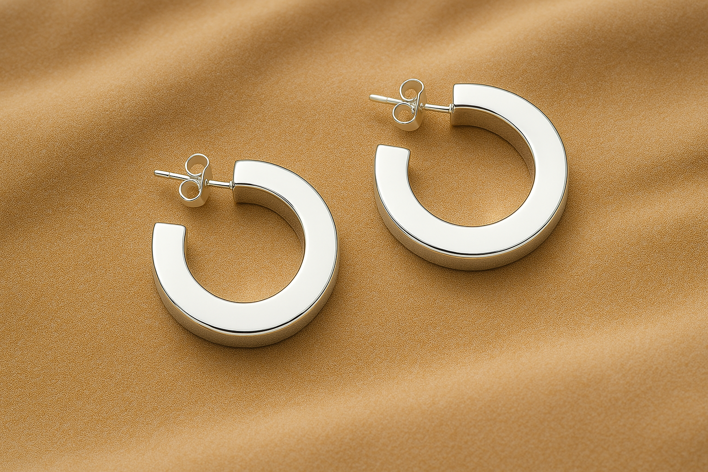 Sterling Silver Large Smooth Wide Earrings