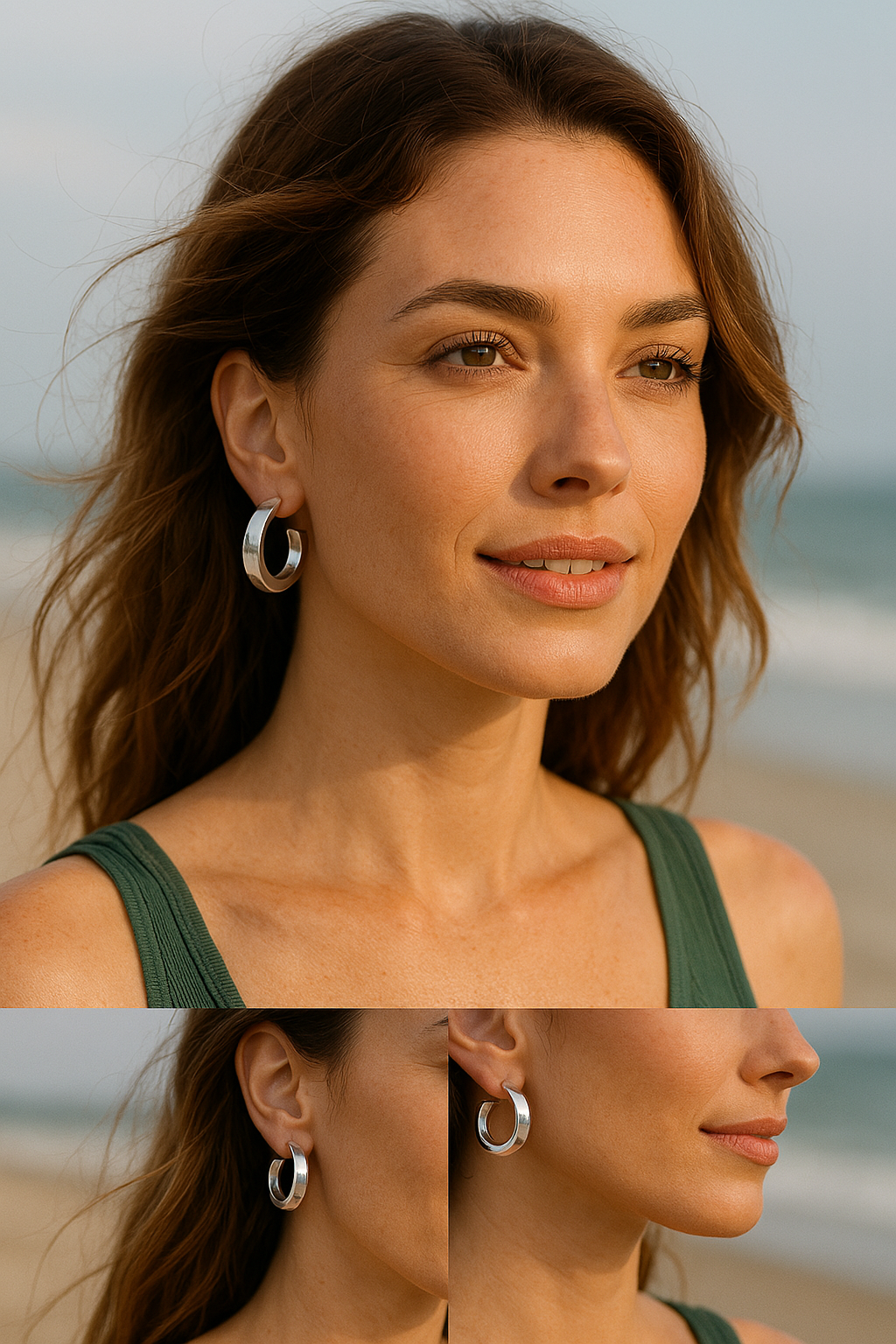 Sterling Silver Large Smooth Wide Earrings