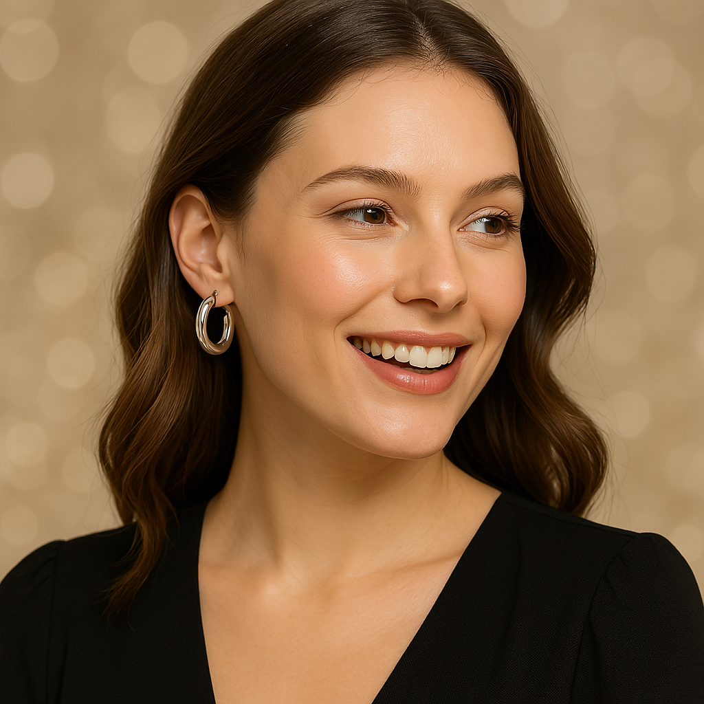 Sterling Silver Girl Square Cardboard Gloss Earrings