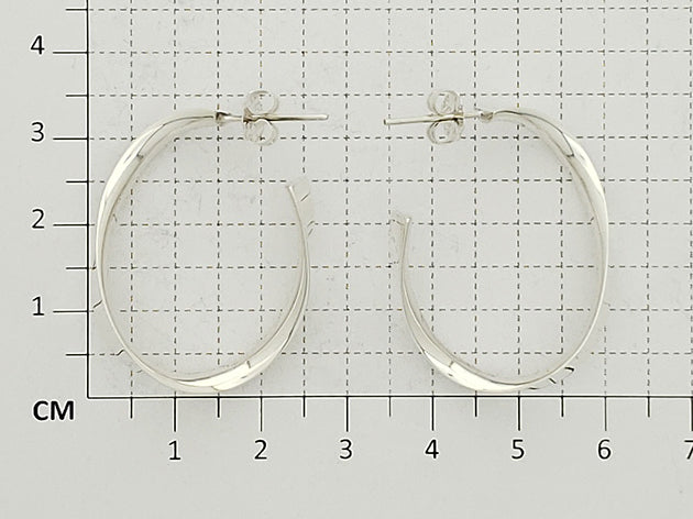 Sterling Silver Large Half-Round Oval Earrings