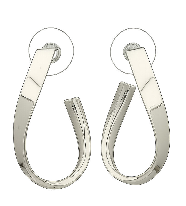 Sterling Silver Large Half-Round Oval Earrings