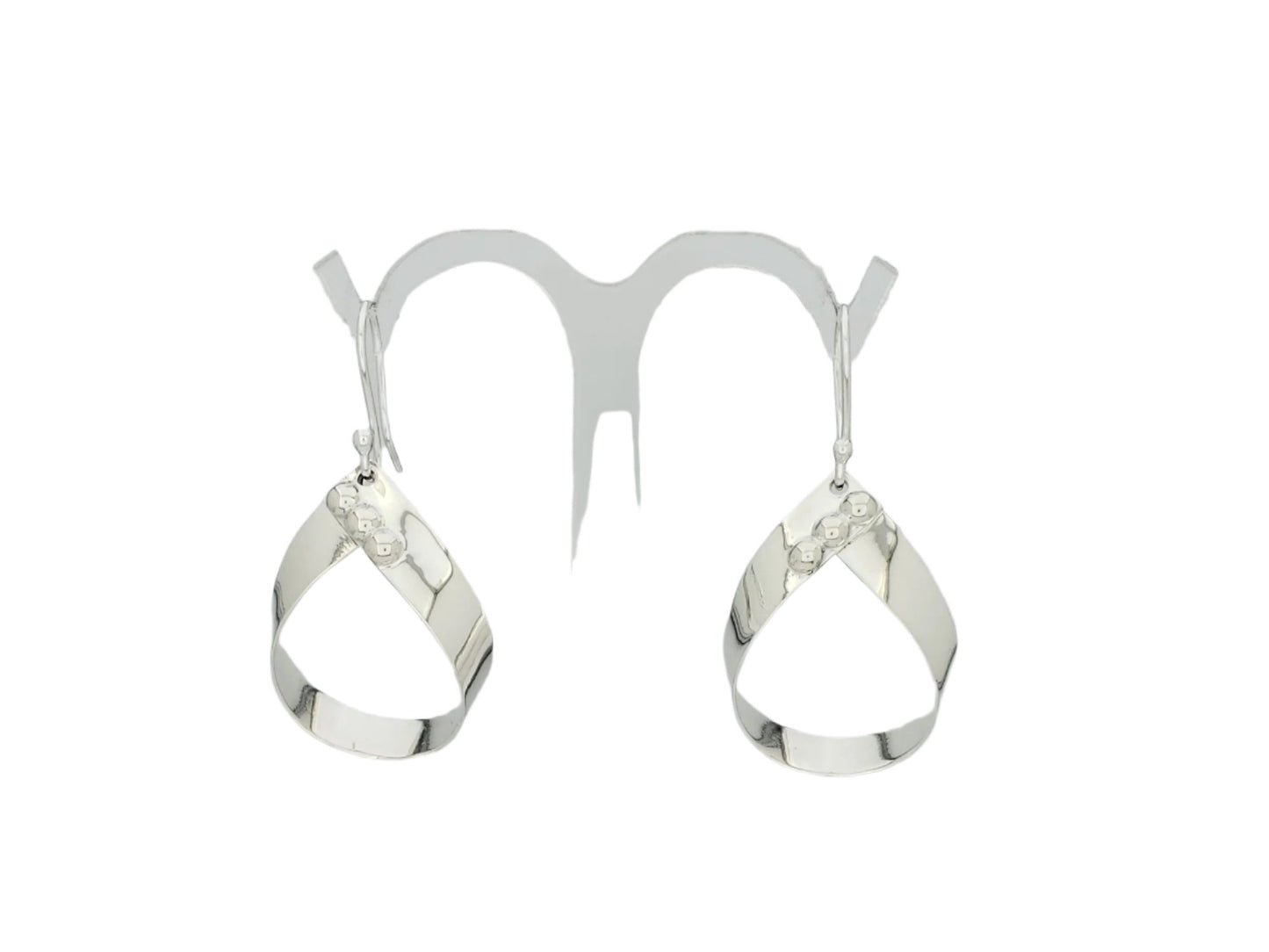 Sterling Silver Cross Drop Earrings with Three Gloss Caps