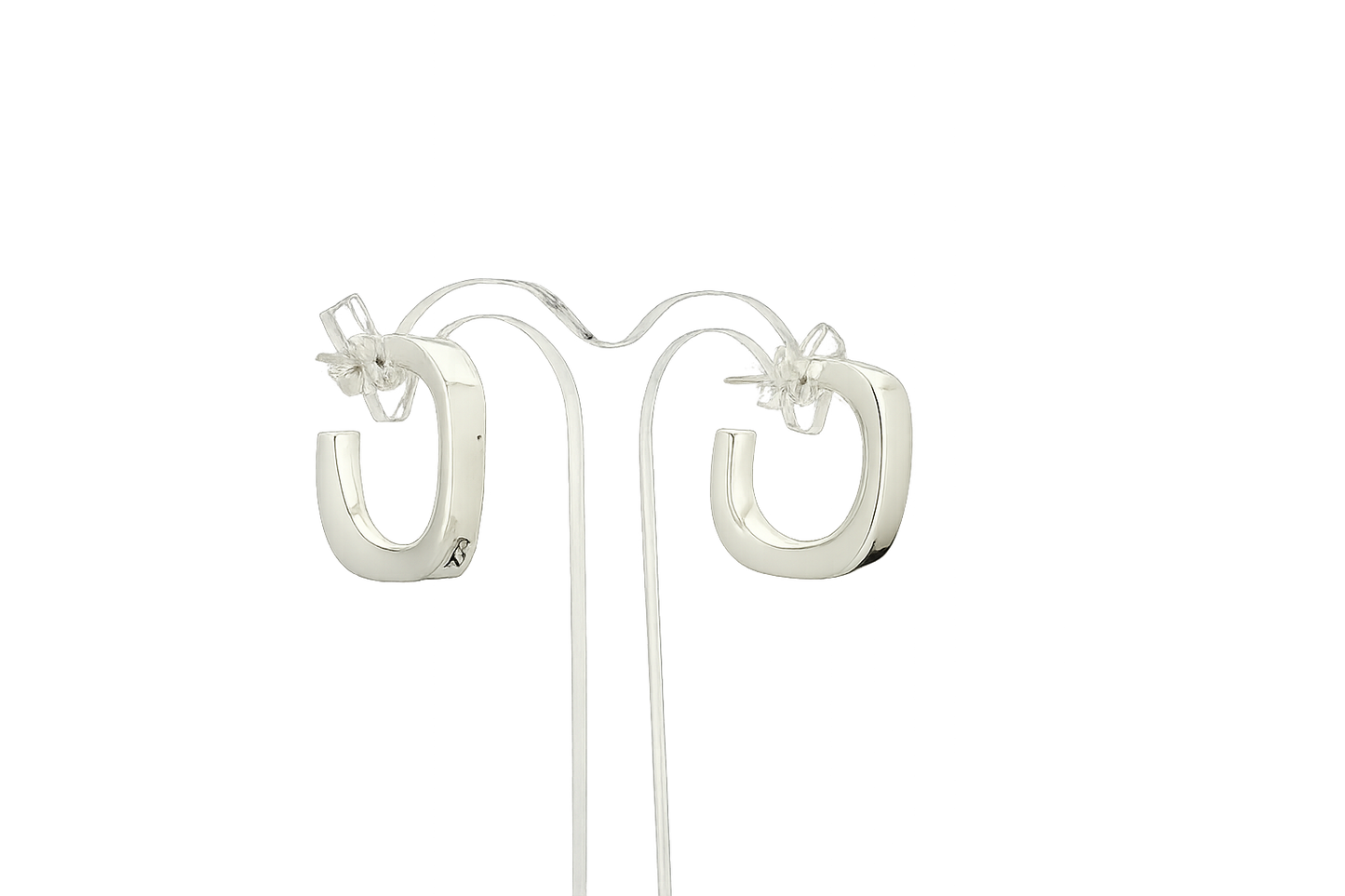Sterling Silver Square Earrings with Small Displacement