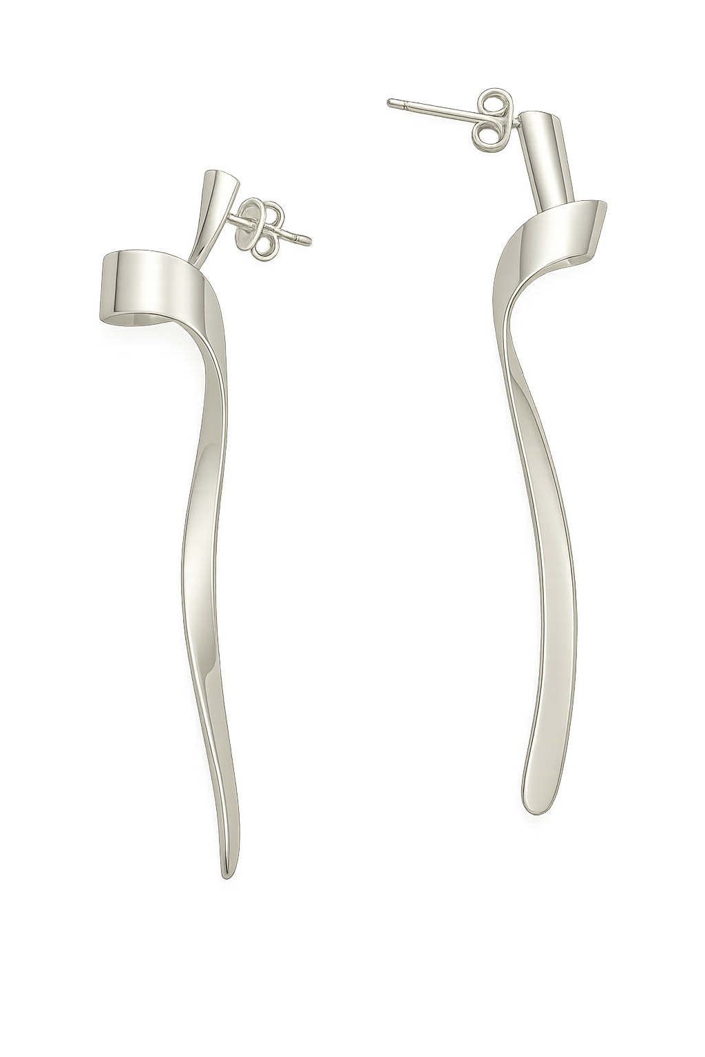 Sterling Silver Hammered/Smooth Vibora Earring with Post
