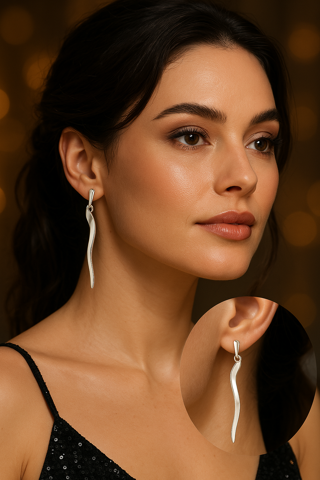 Sterling Silver Hammered/Smooth Vibora Earring with Post