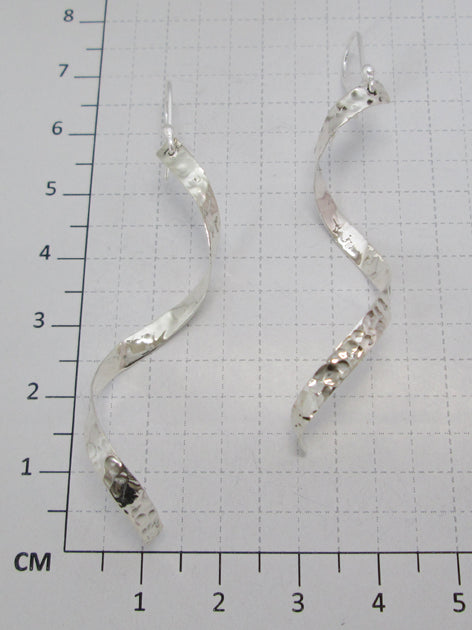 Sterling Silver Hammered Serpentine Earrings with Arillo
