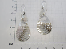 Sterling Silver Folded Hammered Drop Earrings with Smooth Lunnet