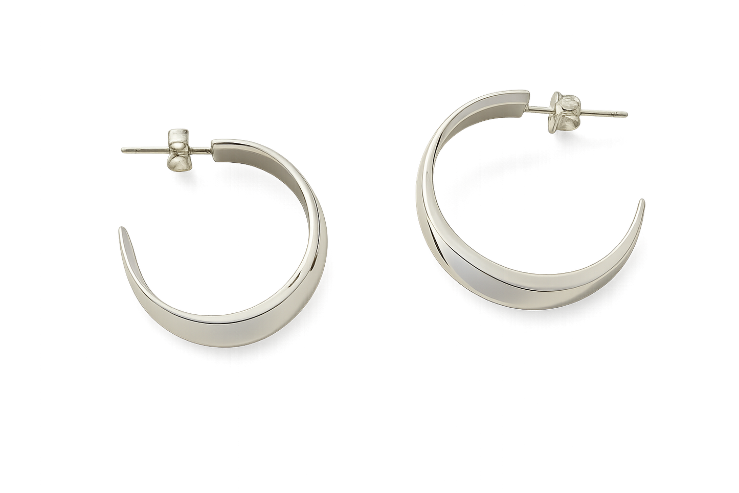 Sterling Silver Boy Gloss Die Cut Pumped Earrings