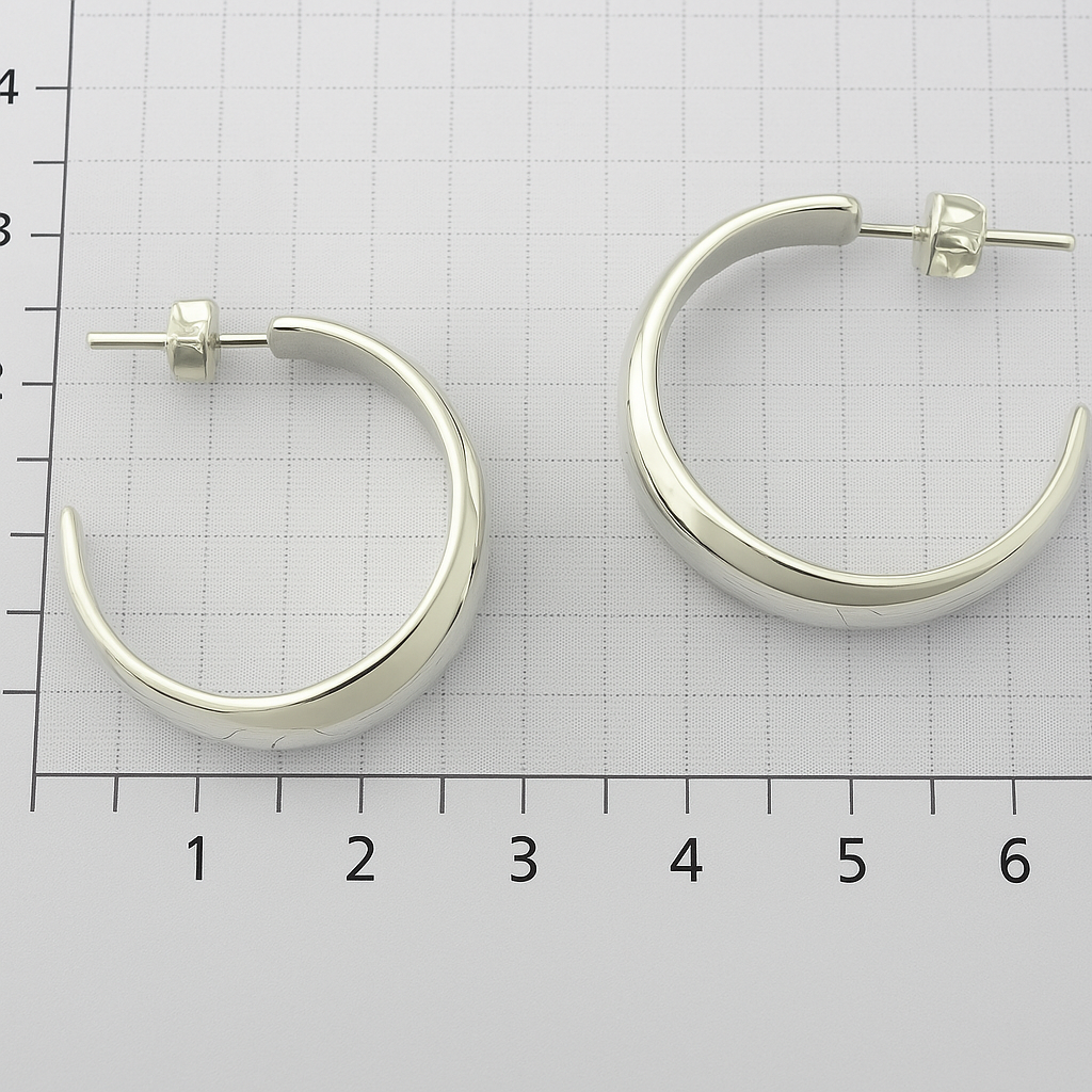 Sterling Silver Boy Gloss Die Cut Pumped Earrings