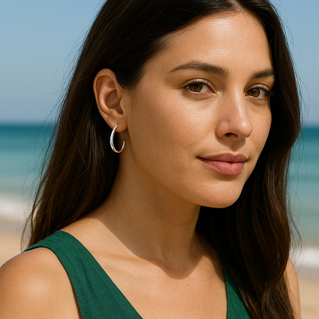 Sterling Silver Boy Gloss Die Cut Pumped Earrings