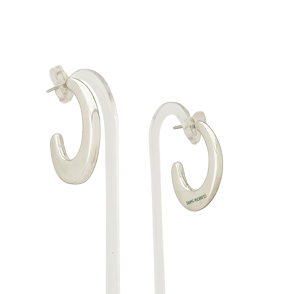 Sterling Silver Hammered "C" Earrings with Post
