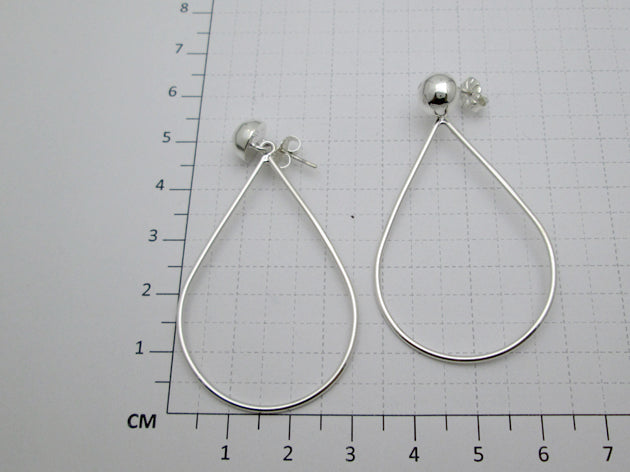 Sterling Silver Wire Drop Earrings with Smooth Round Cap