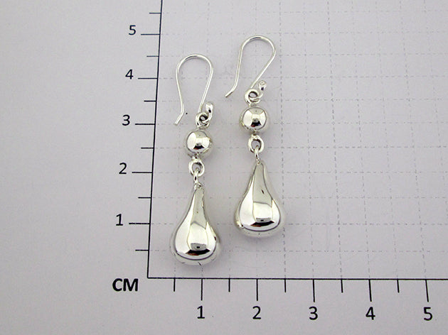 Sterling Silver Smooth Perita Earrings with Ball and Hoop