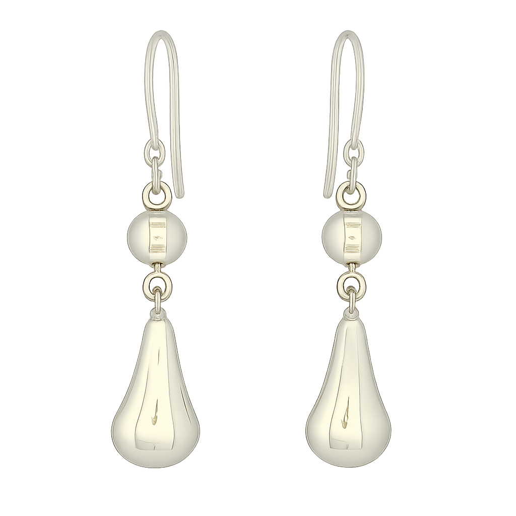 Sterling Silver Smooth Perita Earrings with Ball and Hoop