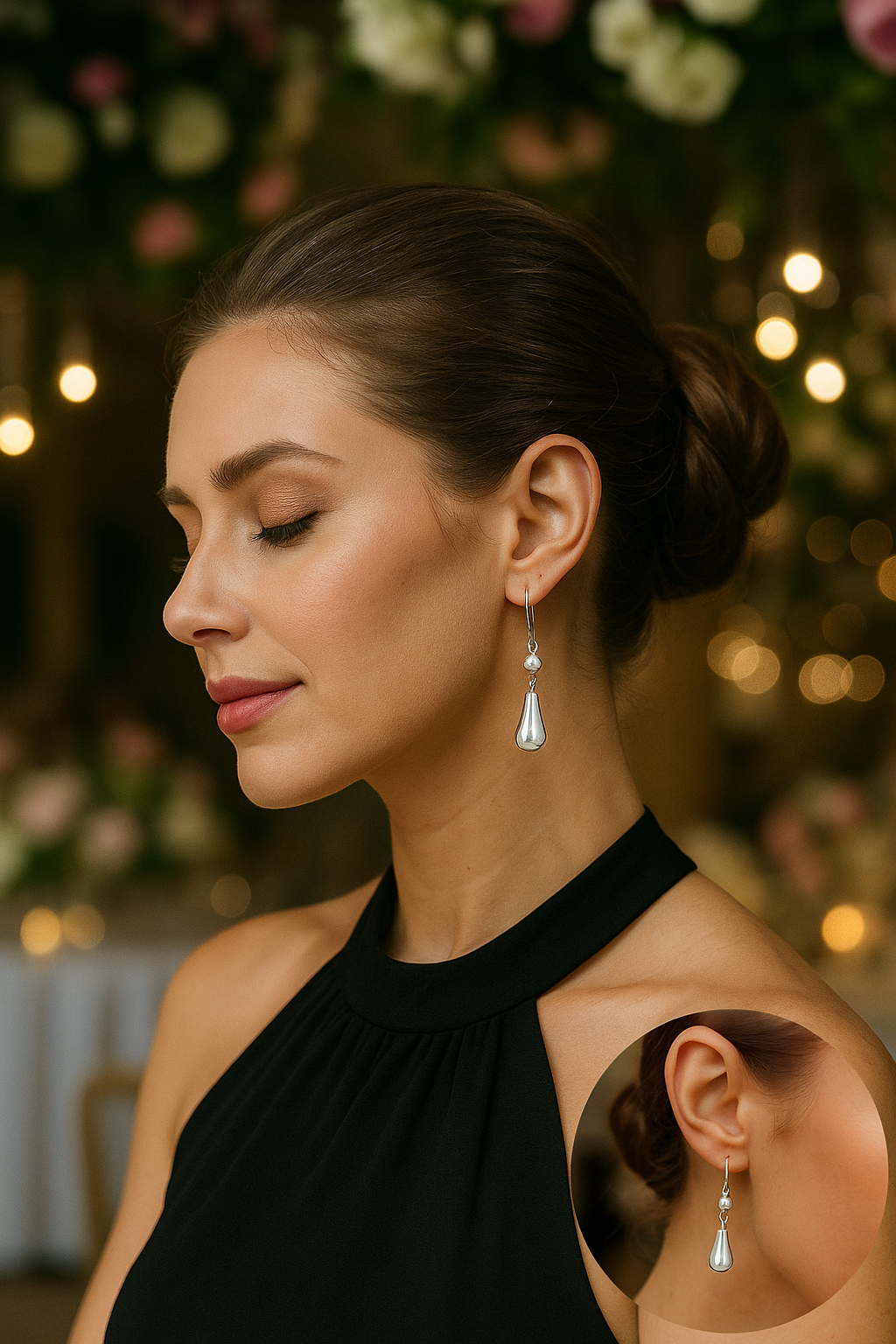 Sterling Silver Smooth Perita Earrings with Ball and Hoop