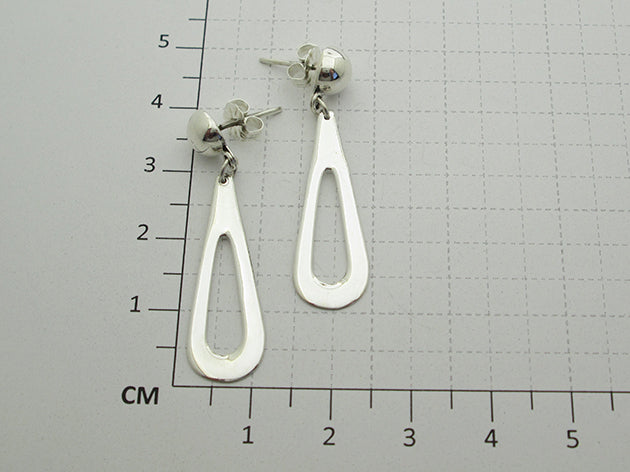 Sterling Silver Flat and Half Cap Opening Drop Earrings with Post