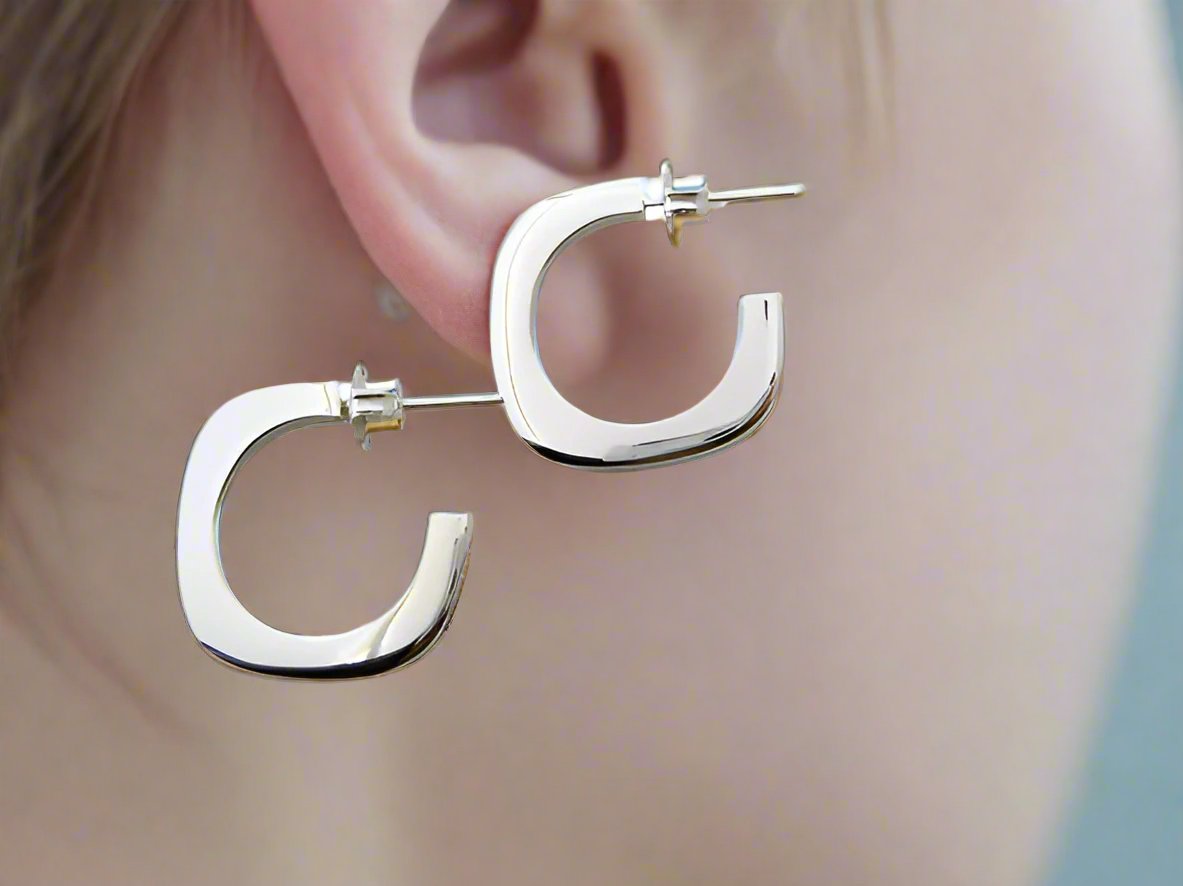 Sterling Silver Smooth Cardboard Square Earrings
