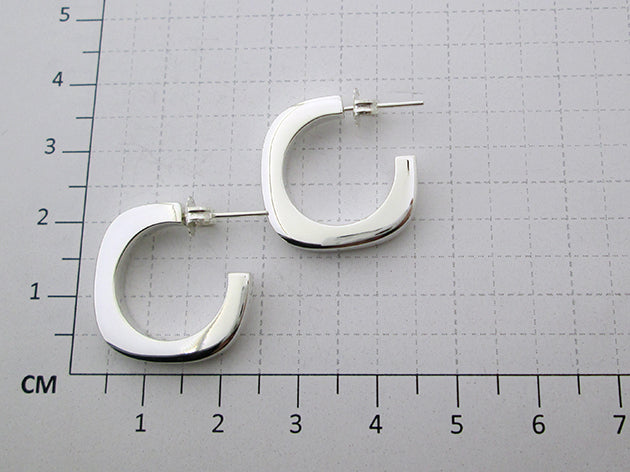 Sterling Silver Smooth Cardboard Square Earrings